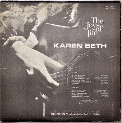 Karen Beth / The Joys Of Life (Rare White Label Promo)β