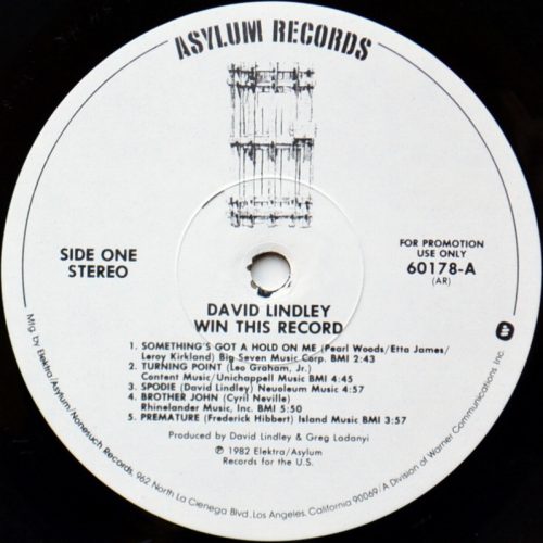 David Lindley & El Rayo-X / Win This Record (Rare White Label Promo)β