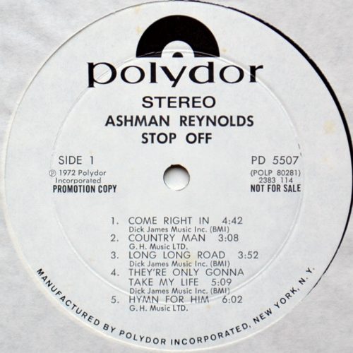 Ashman Reynolds / Stop Off (US White Label Promo)β