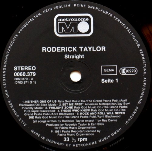 Roderick Taylor (Rod Taylor, Roderick Falconer) / Straihtβ