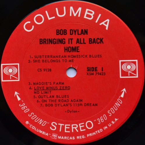 Bob Dylan / Bringing It All Back Home (US Early Press)β