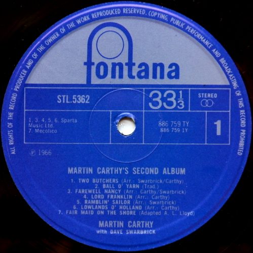 Martin Carthy / Second Album (UK Fontana Original)β