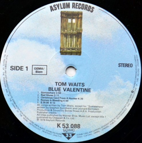 Tom Waits / Blue Valentine (Euro)β