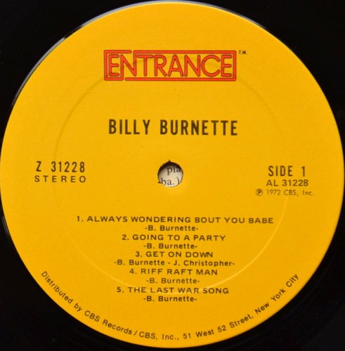 Billy Burnette / Billy Burnette (1st Promo)β