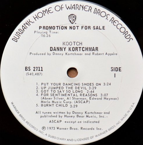 Danny Kortchmar / Kootch (White Label Promo w/Press Sheet)β