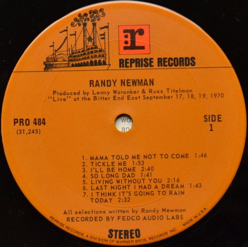 Randy Newman / Live (激レアPRO規格)の画像