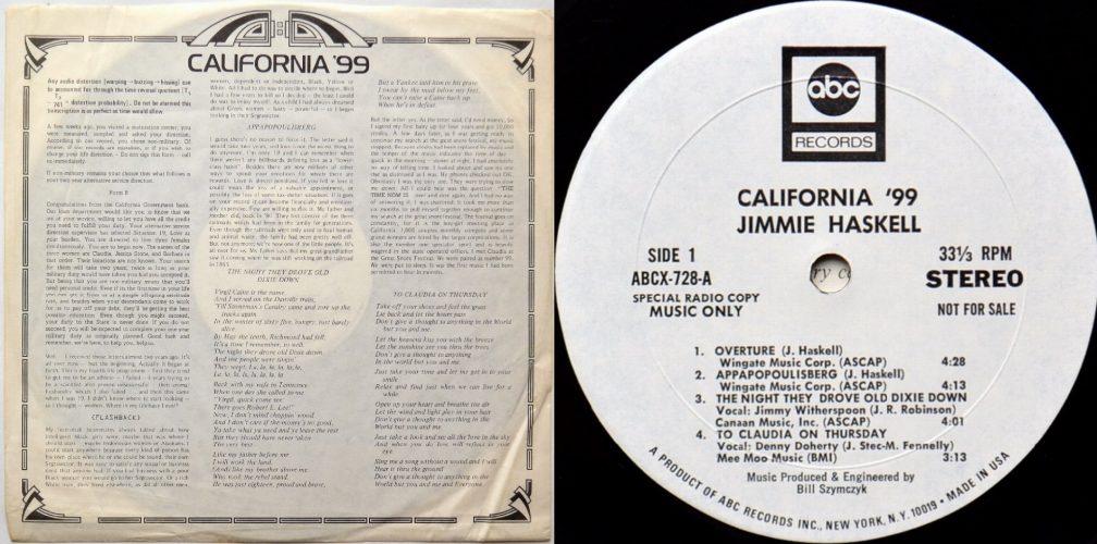 Jimmie Haskell (Joe Walsh, Jimmy Witherspoon) / California '99 (White Label Promo)β