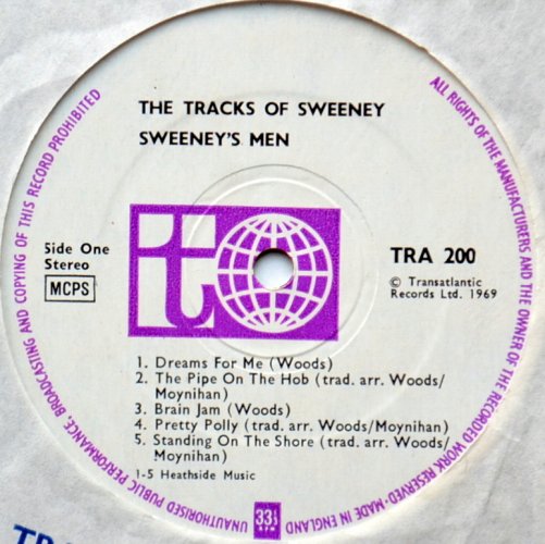 Sweeney's Men / The Tracks Of Sweeney (UK Matrix-1)の画像