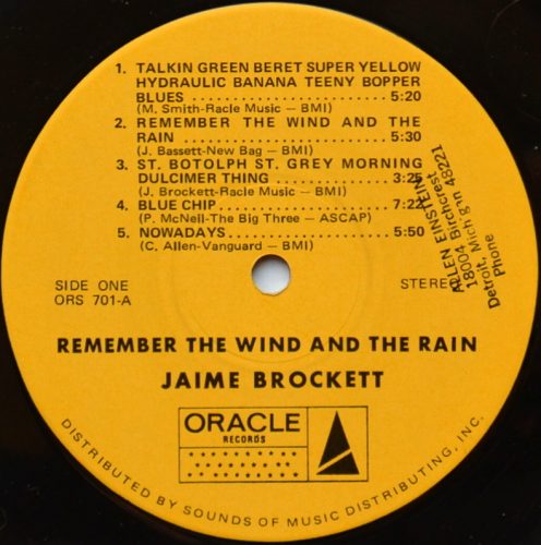 Jaime Brockett / Remember The Wind And The Rain (Oracle)β