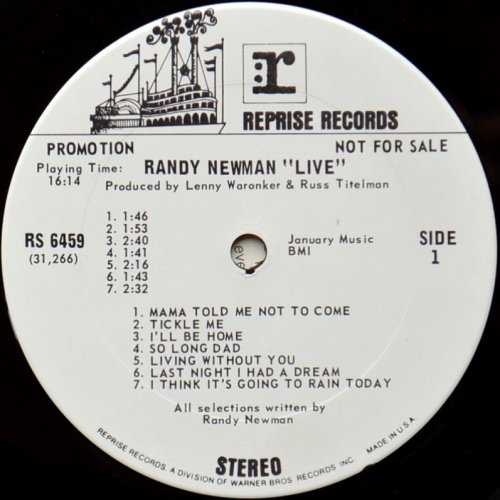 Randy Newman / Live (Rare White Label Promo)β