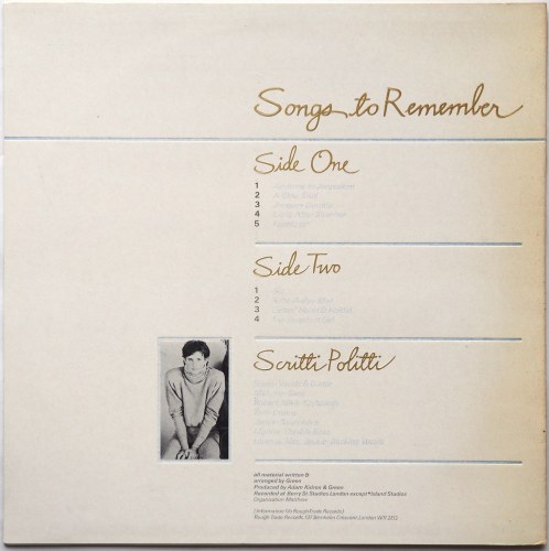 Scritti Politti / Songs To Remember (UK Original)β