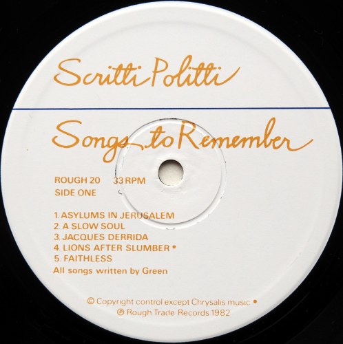 Scritti Politti / Songs To Remember (UK Original)β