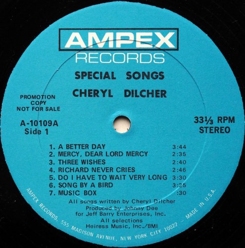 Cheryl Dilcher / Special Songs (Rare Promo)β