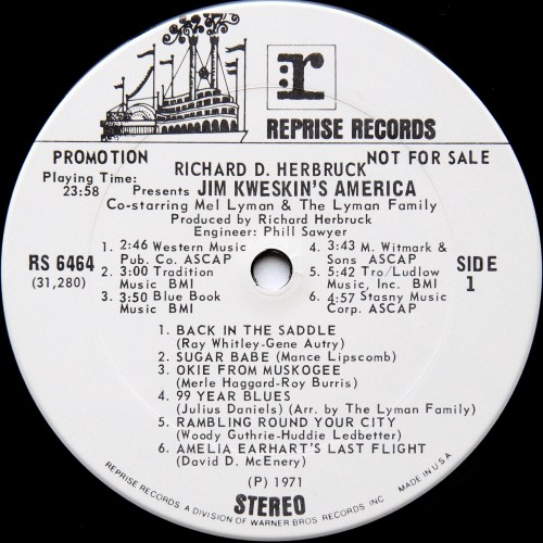Jim Kweskin / Jim Kweskin's America (Rare White Label Promo)β