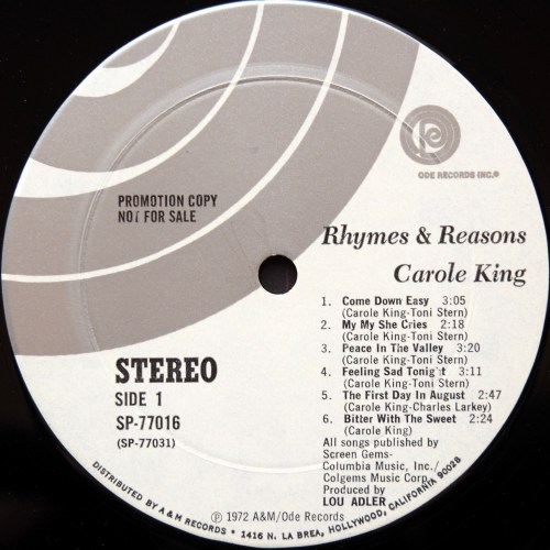 Carole King / Rhymes & Reasons (US Rare Promo)β