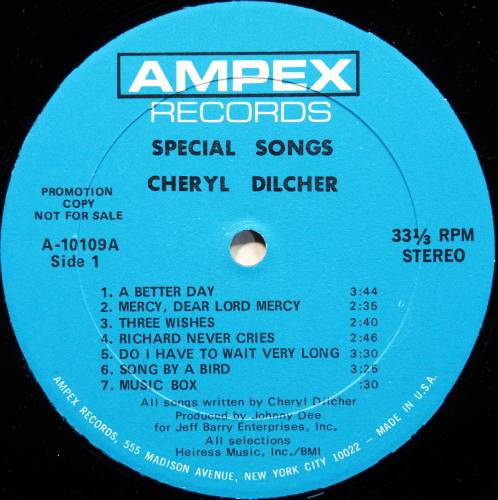 Cheryl Dilcher / Special Songs (Rare Promo) β