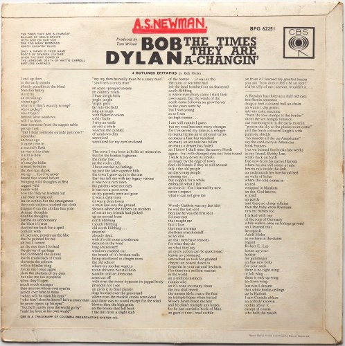 Bob Dylan / The Times They Are A-Changin' (UK Early Press MONO)β