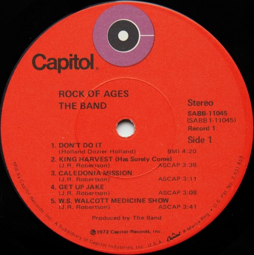 Band, The / Rock Of Ages (US Early Press)β