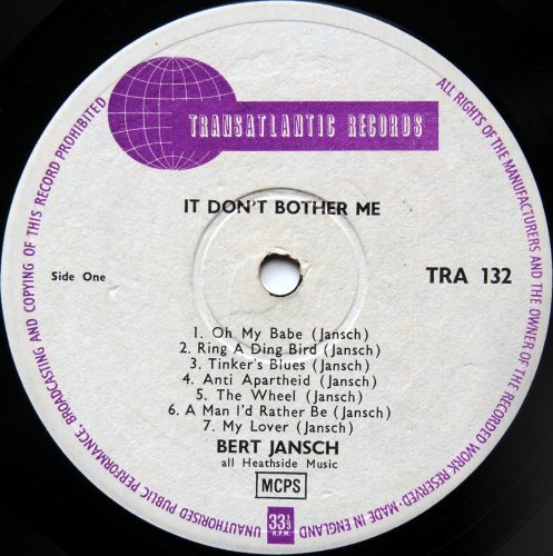 Bert Jansch / It Don't Bother Me (UK 1st Issue!!)β