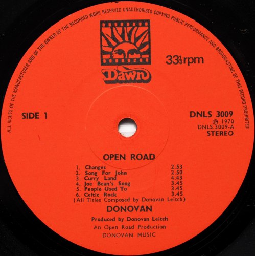 Donovan / Open Road (UK Matrix-1)β