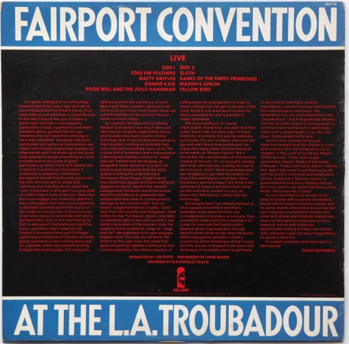 Fairport Convention / Live At The L.A. Troubadour (UK Early Press)β