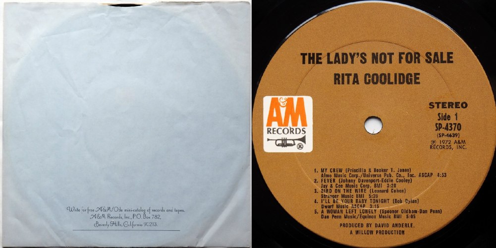 Rita Coolidge / The Lady's Not For Sale (US Early Press)β