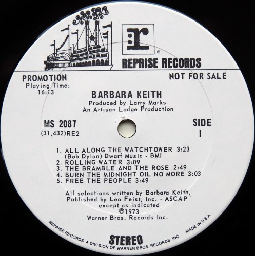 Barbara Keith / Barbara Keith (Reprise 2nd, Rare White Label, w/Promo Sheet, In Shrink!!)β