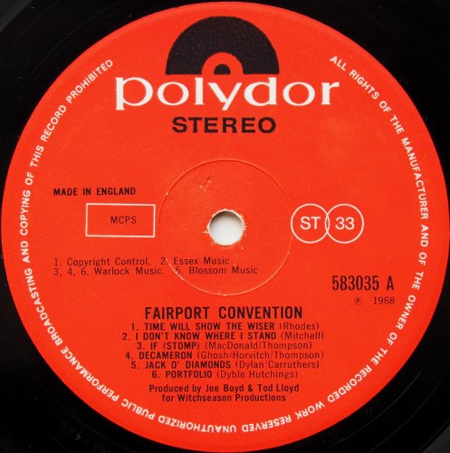Fairport Convention / Fairport Convention (1st UK Matrix-1) 
β