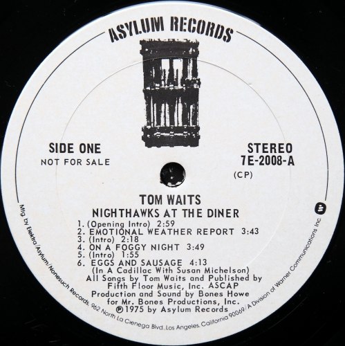 Tom Waits / Nighthawks At The Diner (Rare White Label Promo!!))β