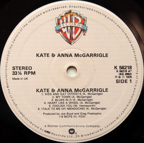 Kate & Anna McGarrigle / Same (UK Later Issue)β