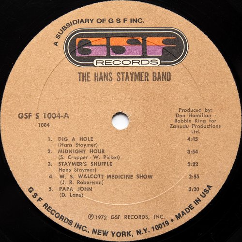 Hans Staymer Band / Same (1st US)β