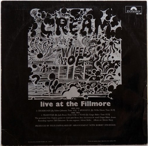 Cream / Wheels Of Fire - Live at the Fillmore- (UK Matrix-1 MONO!!)β