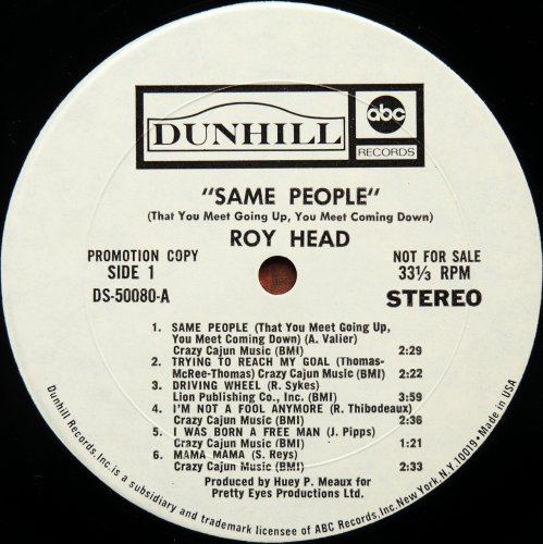 Roy Head / Same People (Rare White Label Promo)β