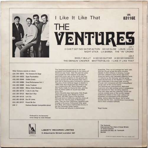 Ventures, The / I like it Like That (A Go-Go)(UK Matrix-1 Early Issue MONO!) β