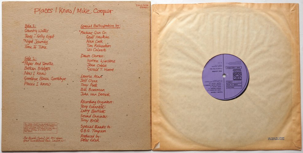 Mike Cooper (With The Machine Gun Co. And Michael Gibbs) / Places I Know (UK w/Insert)β