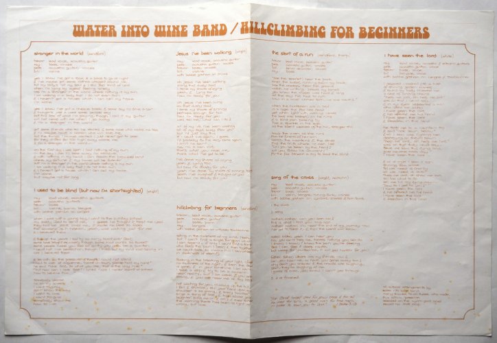 Water Into Wine Band / Hill Climbing For Beginners (UK Brown Cover w/Lyrics Sheet)β