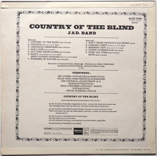 J.S.D. Band (JSD Band) / Country Of The Blind (Matrix-1)β
