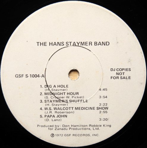Hans Staymer Band / Same (1st US White Label Promo)β