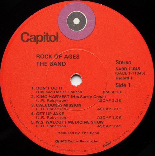 Band, The / Rock Of Ages (US Early Press Stering RL)β
