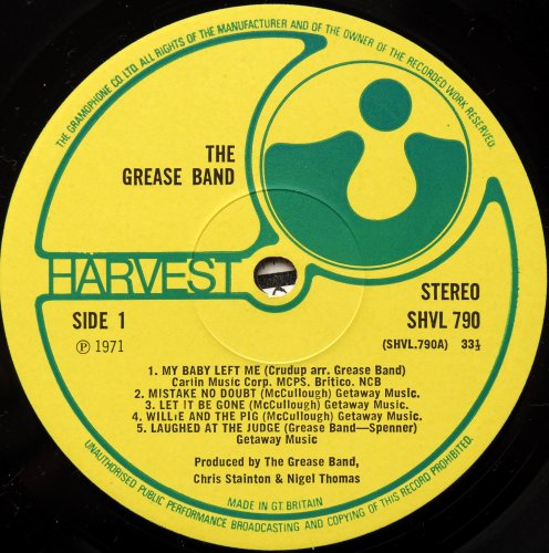 Grease Band / Grease Band (UK No EMI 1st Press)β