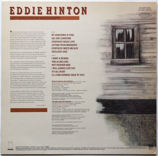 Eddie Hinton / Letters From Mississippi (Germany White Wax Original!!)β