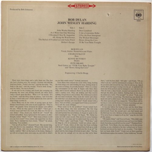 Bob Dylan / John Wesley Harding (UK Early Issue)β