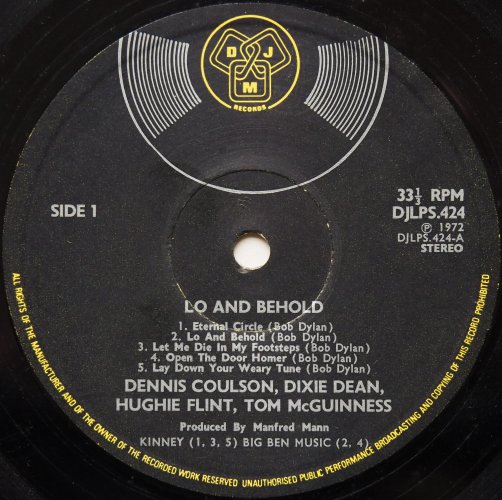 Coulson, Dean, McGuinness, Flint / Lo & Behold  - Words And Music By Bob Dylan (UK)β