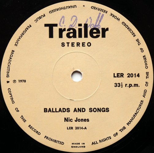 Nic Jones / Ballads And Songs (Beige Label Early Issue)β