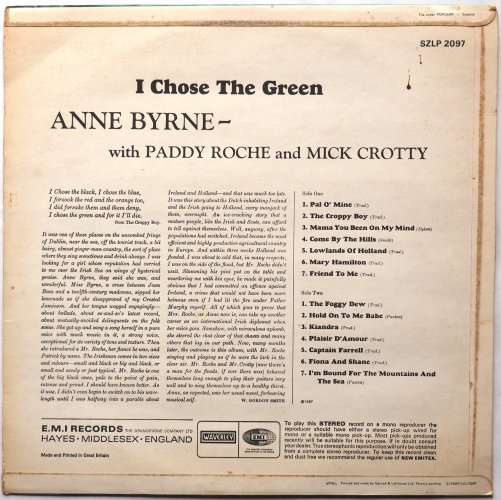 Anne Byrne With Paddy Roche And Mick Crotty / I Choose The Green (Matrix-1)β