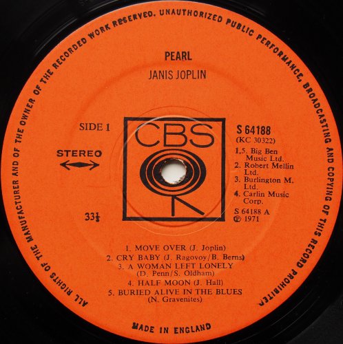 Janis Joplin / Pearl (UK Matrix-1))β