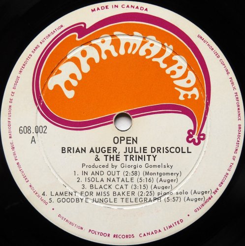 Brian Auger, Julie Driscoll & The Trinity / Open (Canada Early Press)β