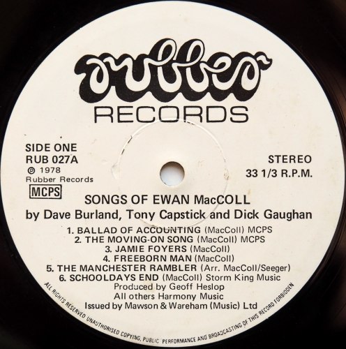 Dave Burland, Tony Capstick, Dick Gaughan / Songs Of Ewan MacCollβ