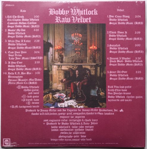 Bobby Whitlock / Raw Velvet (180g Re-mastered Sealed New)の画像