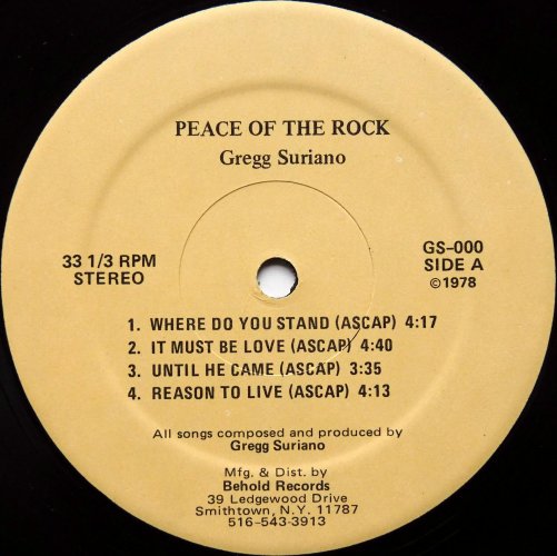 Gregg Suriano / Peace Of The Rock (Signed)β